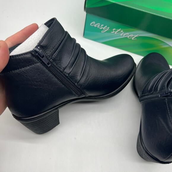 Easy Street Damita Booties Women's Block Heel Ankle Boots Black 5M - Picture 6 of 10